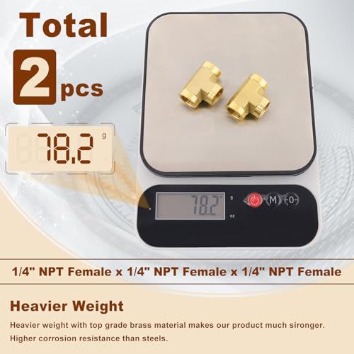 Image of 2pcs 1 /4 inch NPT Female Pipe to 1 /4 inch NPT Female Pipe to 1 /4 inch NPT Female Metals Brass Barstock Street Tee Pipe Hose Fitting
