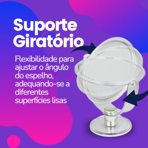 Espelho De Mesa Com Suporte Acrílico Para Maquiagem Dupla Face Giratório 360º Com Zoom 2X Transparen