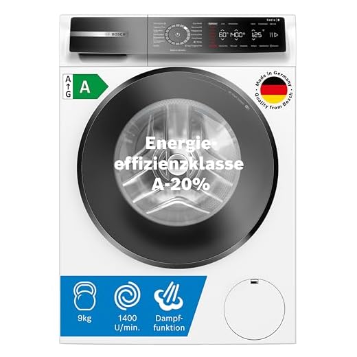 Bosch WGB244040 Serie 8 Smarte Waschmaschine, 9 kg, 1400 UpM, Made in Germany, Active Water Plus Energie- und Wasserersparnis, Iron Assist Dampf zum Entknittern, Mini Load