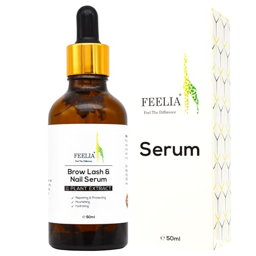 Feelia, Brow Lash & Nail Serum, for Healthy Growth With Argan Castor, Red Rasberry, Passion Fruit Seed, Hydrating, Nourishing