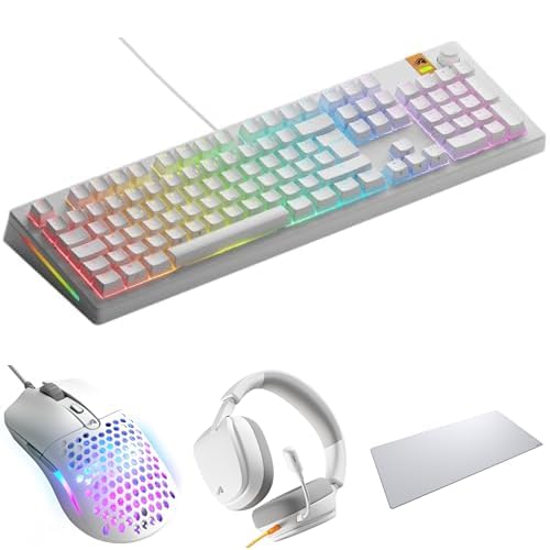 GLORIOUS GMMK 3 HE 100% Gaming Tastatur (DE, Rapid Trigger) + Model O Eternal Maus (Weiß) + GHS Eternal Headset + GMP 2 XXXL Mauspad, Weißes Premium-Setup für höchste E-Sports Leistung
