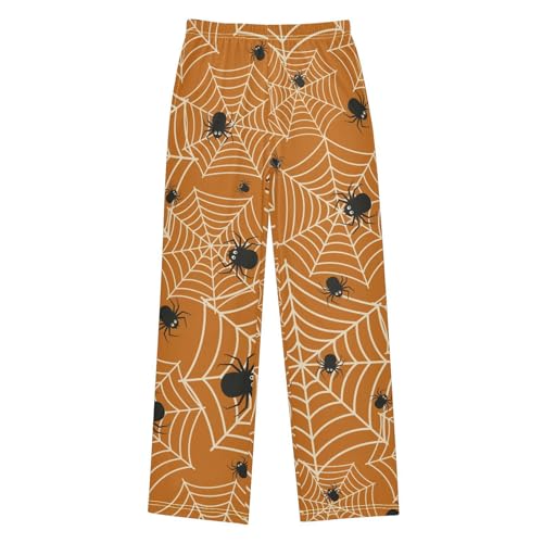 Black Spiders Boys Pants Boys Athletic Pants Long Pant for Boywith Pockets Wide-Leg Size 6-14Y