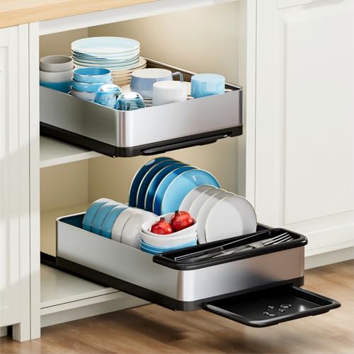 Ewaiira Stainless Steel Dish Drying Rack with Drainboard, Pu...