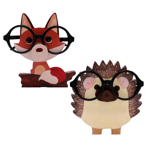 GTYHH Monturas De Gafas con Forma De Zorro De 2 Piezas, Lindas Monturas De Gafas De Madera, Monturas De Gafas De Diseño Creativo, Decoraciones De Mesa, Soportes para Gafas