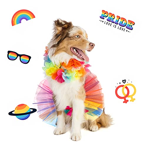 Rainbow Dog Costume Pride Gay Pride Princess Dress Cat Costumes, Summer Rainbow Tutu For Small Medium Cats Dogs, Fancy Rainbow Multicolor Pet Collar For Dog Cat Birthday Party Pride Accessories(S) #TOP6