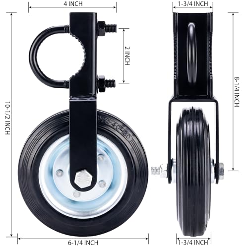 Image of 6 Inch Heavy Duty Gate Wheels for Metal Tube Frames, Support Wheel for Chain Link Fence, Prevent Dragging, 1-5 /8 inch to 2 inch Frames, Black - 2 Pcs
