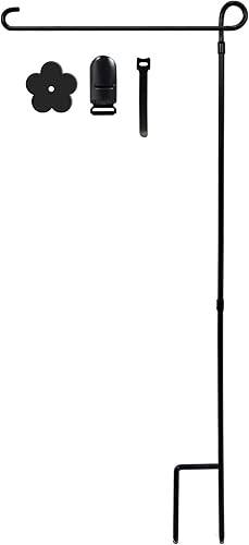 Miniatura 8 de hogardeck 2 soportes para bandera de jardín, poste grueso, resistente y recto, soporte de bandera de metal resistente a la intemperie con tapón y