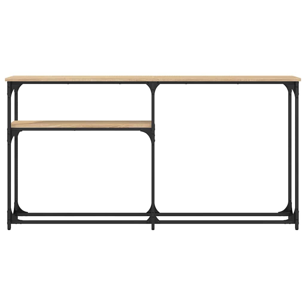 Chêne Sonoma Console Table 145x22.5x75 cm with Metal Frame Modern Industrial Design for Entryway Living Room Or Hallway Durable Wood Engineering Furniture