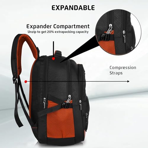 Image of Half Moon Alpha Fast 35L Laptop Backpack for Men & Women | Travel Bag for Man | Office Bag for Man | School & College Backpack | Travel Bags For 15.6 Inch Laptop With Raincover | Water Resistant
