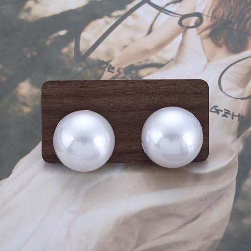 Boho Large Pearl Earrings Round Pearl Stud Earrings White Pearl Big Earrings Wedding Pearl Bridal Earrings Minimalist Half Pearl Earrings Jewelry for Women3