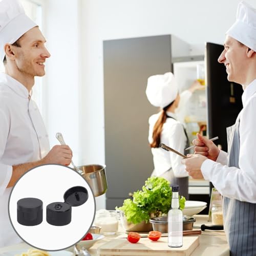 AHANDMAKER 50 Stück Flaschenverschlüsse Mit Klappverschluss Schwarze Schraubverschlüsse 2.45 cm Durchmesser Für Reiseshampoo Flüssigkeiten Salatdressing Quetschbehälter DIY Basteldekoration