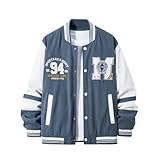 [LIEBO] スタジャン メンズ 春 秋 冬 アウター ジャンパー ジャケット ブルゾン スタジアムジャンパー ボンバージャケット 春服 秋服 冬服 春物 服 上着 ストリート系 薄手 大きいサイズ ジャンバー おしゃれ ブルー XL