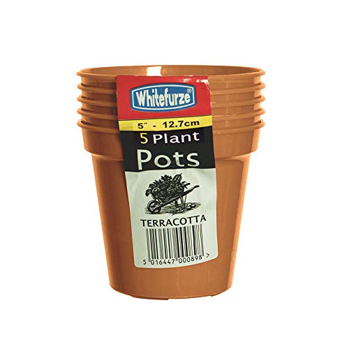 Image of Tamers Pack of 10 Plastic 5 inch (12.7cm) Terracotta Plant Pots Garden Flowers Plants