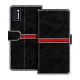 ESACMOT Custodia Portafoglio in Pelle Compatibile con Hafury M20 Design a Righe Orizzontali Flip Cover Protettiva con Slot Carte Chiusura Magnetica (Nero)