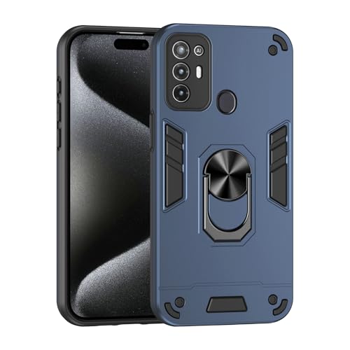 Compatible with ZTE Blade A52 Phone Case Series Rugged, Shockproof Protective Cover with Built-in Metal Ring Stand, Compatible with Magnetic Car Mount- Blue