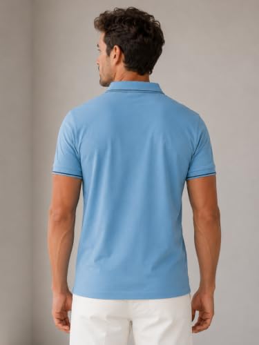 Image of Lux Cozi Men's T-Shirt with Chest Pocket | Polo T-Shirt for Man | Plain Casual Stylish | Half Sleeve| Cotton Blend Collar Polo T-Shirts for Men