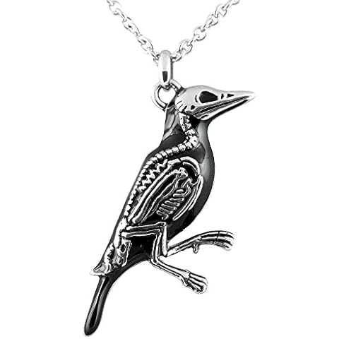 Controse Women's Silver-Toned Stainless Steel Rave N Bones Necklace with Pendant 28" Cover