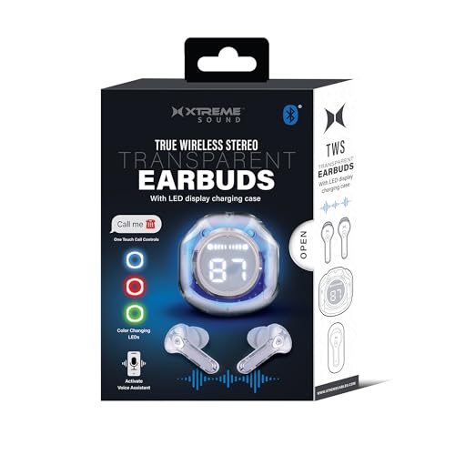 XTREME Bluetooth Wireless Earbuds with LED Display Charging Case, True Wireless Stereo, 3 Hour Playtime on 1 Hour Charge, 240 Hour Standby Time, 200mAh USB-C Rechargeable Case, Bluetooth 5.3 (White) by XTREME - Used condition - Image 7