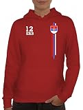 Serbia Soccer World Cup Fussball WM Fanfest Gruppen Damen Hoodie Frauen Kapuzenpullover Streifen Trikot Serbien, Größe: M,Rot