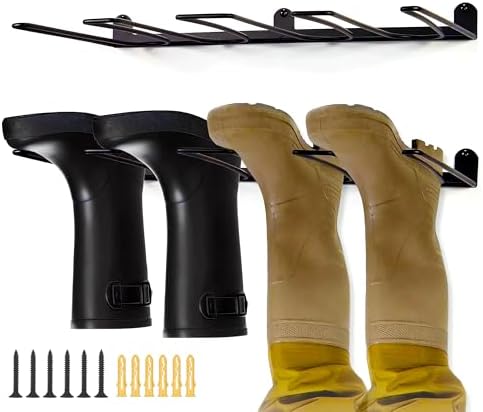 2Pack Boot Rack Sturdy Metal Wire Hanging Boot Hangers Boot Organizer, Wader Hangers Rust Resistant Boot Holder Boot Rack Wall Mounted Boot Dryer Ideal for Mudroom, Entryway, Garage Black