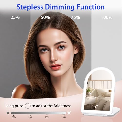 WEILY Espejo Maquillaje con Luz 1X/10X, Espejo Aumento con 3 Luces de Color, Control Táctil, Recargable Portátil Espejo para Dormitorio y Baño - imagen 2