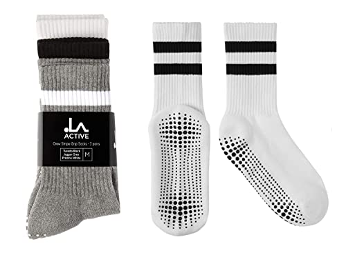 LA ACTIVE Non Slip Yoga Grip Socks - Barre Ballet Pilates Athletic Socks for Men and Women - Thumbnail 3
