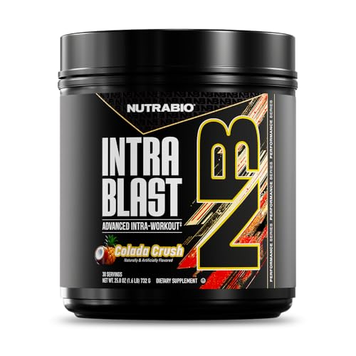 NutraBio Intra Blast Bcaa Powder Amino Acid Supplement, Electrolyte & Hydration Blend, Intra, Pre Workout & Muscle Recovery, 20g Eaa Amino Acids Powder, 5g Glutamine- Colada Crush, 30 Serving