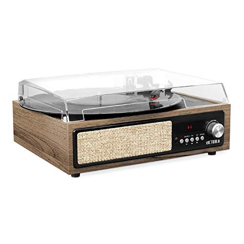 Victrola 3-in-1 Bluetooth Record Player with Built in Speakers and 3-Speed Turntable, Farmhouse Walnut