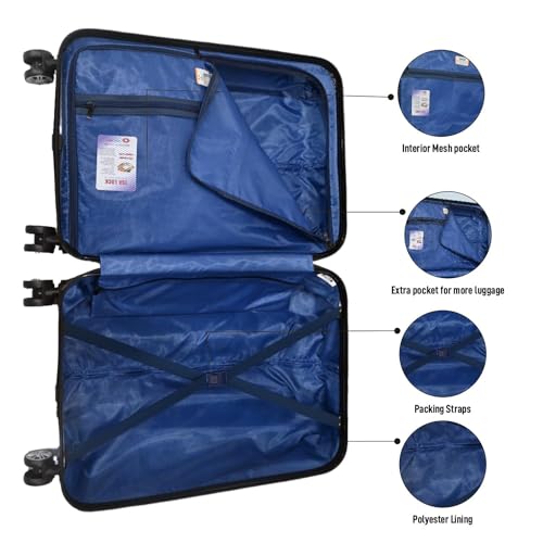 Image of ALKOSIGN Mirage Combo (57+67+78 cm) I Cabin, Medium & Large Check in Luggage Combo I ABS Hardsided 8 Wheels Suitcase /Luggage /Trolley Bag Set of 3 (Black)