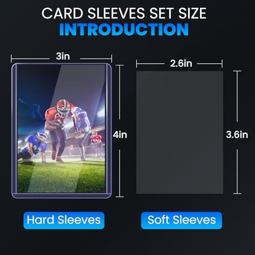 ZENOWICK 200 Packs Card Sleeves Hard, Top Loaders for Cards 3" x 4" Card Protectors Plastic, Card Top Loaders Fit for Hockey, Baseball, Football Cards (100 Hard + 100 Soft Sleeves) - 1