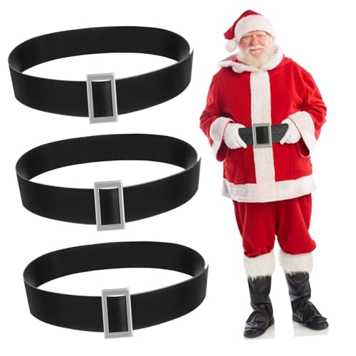 3pcs Santa Claus Costume Belt with Buckles Christmas Clothing Accessories Easy to Clean for Holiday Celebrations and Costume Parties