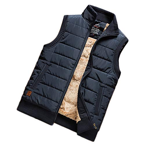 WGZ- Cotton Vest Winter Men's Thick Vest Sleeveless Jacket Large Size Multi-Pocket Outdoor Vest Shoulder Coat Keep Warm (Color : Dark Blue, Size : 4XL)