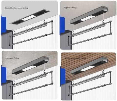 Ceiling Clothes Dryer Aluminium and Steel Electric Clothes Dryer with Remote Control,Ceiling Clothes Drying Rack Single Pole Electric Clothes Hanger Small Invisible Balcony Remote Control Li