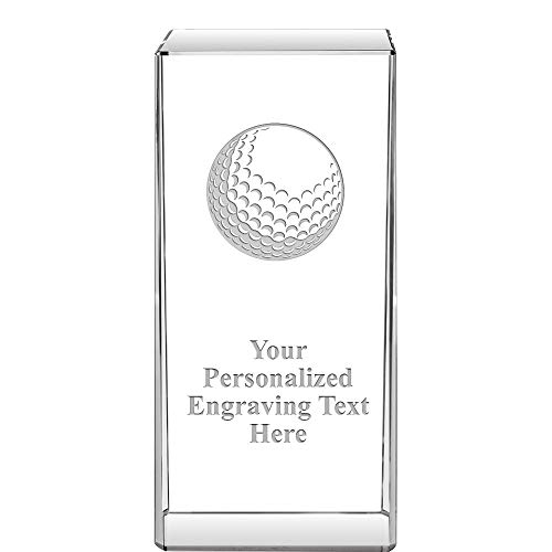 Crown Awards 4.5" Signature Golf Ball Crystal Award, Custom Engraved Golf Ball Trophy, Engraving Included
