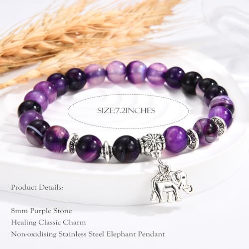 Get Well Gifts for Women Elephant Beaded Bracelets Motivational Gifts Amazonite Bracelet for Women Daughter Granddaughter Niece3