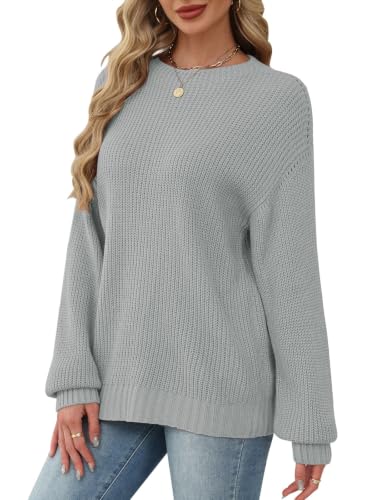 Lylinan Womens Sweaters Fall Long Sleeve Cowboy Chic Grey Medium - image 2