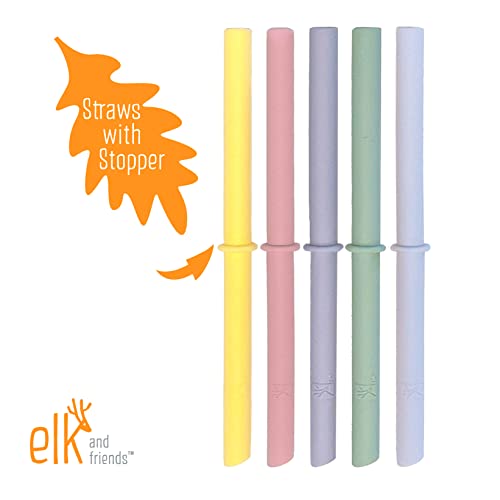 Elk And Friends Kids & Toddler Cups | The Original Glass Mason Jars 8 Oz With Silicone Sleeves & Silicone Straws With Stoppers | Smoothie Cups | Spill Proof Sippy Cups For Toddlers #TOP2
