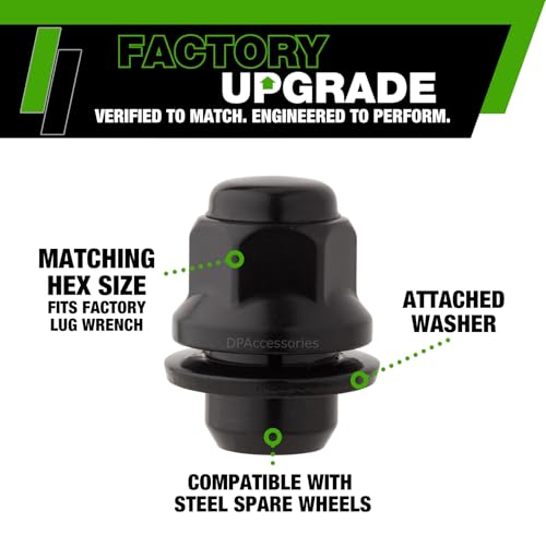 Image of DPAccessories Lug Nuts Compatible with 2010-2015 Lexus RX350 | Black OEM Style | Factory Aluminum Wheels Only | Set of 20 Wheel Nuts | DLRX3503F-BK /1