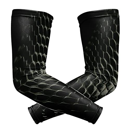 ZGXJJPP Black Snakeskin Arm Sleeves for Men or Women Compression Cooling Ice Silk UV Sun Protection Arm Sleeves Sports Protection Tattoo Cover Sleeves