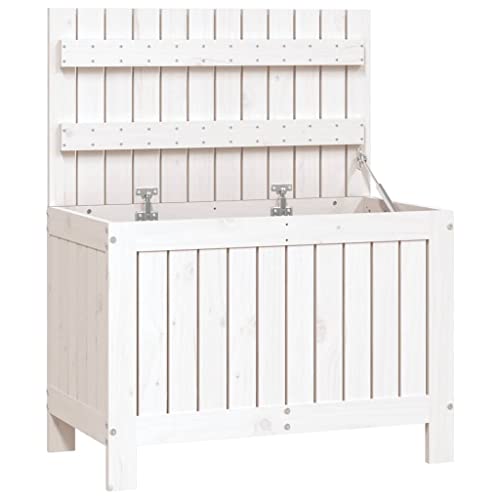 ARKEM Wood Deck Box, Garden Storage Bench with Flexible Hinges and Handle, Indoor Outdoor Furniture Chest Organizer for Cushion Pillow Gardening Tools,Garden Storage Box White 76x42.5x54 cm Solid Wood - Image 6