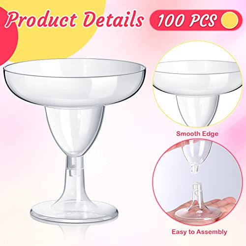 Rtteri 100 Pcs 5 Oz Clear Mini Plastic Cocktail Glasses Disposable Shot Plastic Martini Glasses Wine Champagne Margarita Cocktail Cups Parfait Dessert Trifle Ice Cream Candy Bowls For Wedding Party #TOP2