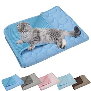 Kittra Cooling Mat for Cats Dogs, 3 Layer System Instant Cool Non Slip Kittra Pad, Washable Cooling Bed for Cats, Protect Your Cat from Silent Heat Danger (Blue,XS: 15.7″ x 11.8″)
