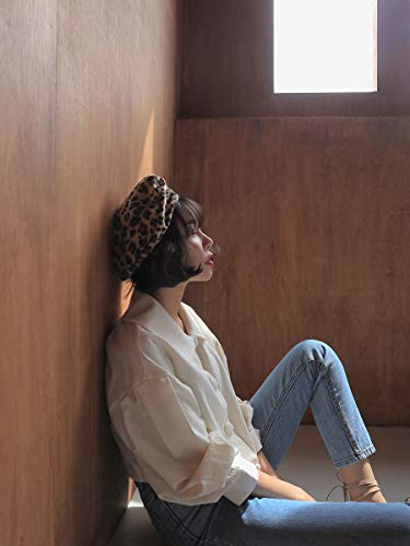 Crizan Women's Fashion Summer Vintage Leopard Print Beret Beanie Cap Hat Girls Lady Black #TOP2