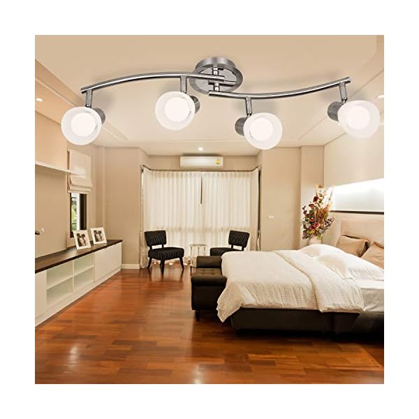 Comlzer LED Deckenleuchte 4-flammig Deckenlampe, E14 Fassung mit 4 x 5W Led Lampen, Drehbar Deckenstrahler für… – Bild 8