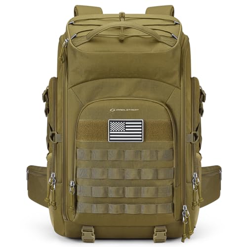 Maelstrom Tactical Backpack for Men, Water Resistant 40L Military Backpack, for Hiking, Camping, Gym with Molle System (Khaki)