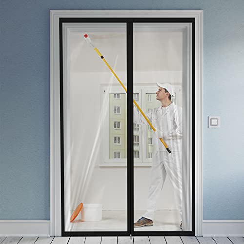 Amylove Zipper 48 x 87 Inch Dust Barrier Door Kit Construction Door Barrier 4 x 7.25 ft Reusable Plastic Curtain Cover Containment Standard Doorway Temporary Wall Screen Sheeting for Bathroom Hallway by Amylove - Used condition - US$17.77