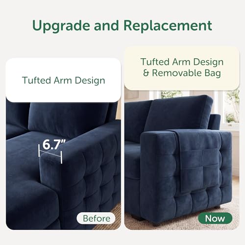 Image of HONBAY Sleeper Sectional Couch with Pull-Out Bed Sectional Sleeper Sofa Pull Out Bed with Storage Chaise, 6 Seaters Couch for Living Room, Velvet Blue