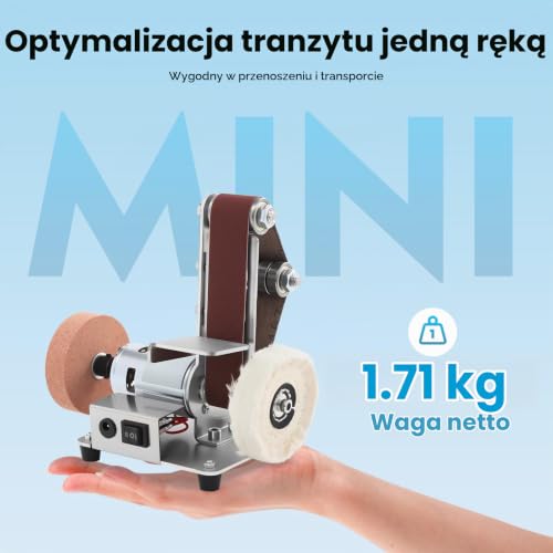 Szlifierka taśmowa, mała elektryczna szlifierka stołowa, maszyna do polerowania DIY, podwójnie łożyskowany silnik miedziany o wysokiej prędkości obrotowej (4000-9000 obr./min), stal nierdzewna