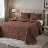Kit Cobre Leito 3 Peças Ultrassônico Matelado Casal Padrão, Queen, King Size e Solteiro 2Pçs (Marrom, Solteiro 2 Peças)