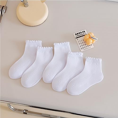 5 Pack Baby Girls Boys No Show Socks Thin Mesh Ruffle Cotton Frilly White Solid Low Cut Kids Toddler Ankle Socks4